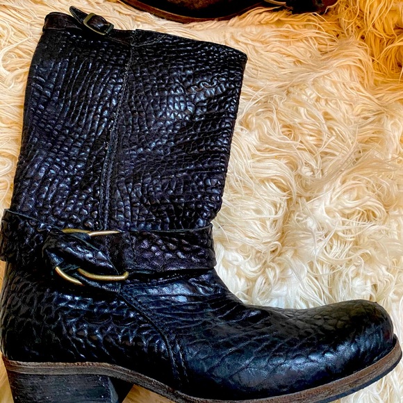 Ksubi Textured Leather Motorcycle Boots - Picture 2 of 7